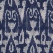 Cotton Ikat Pocket Square in Navy and White