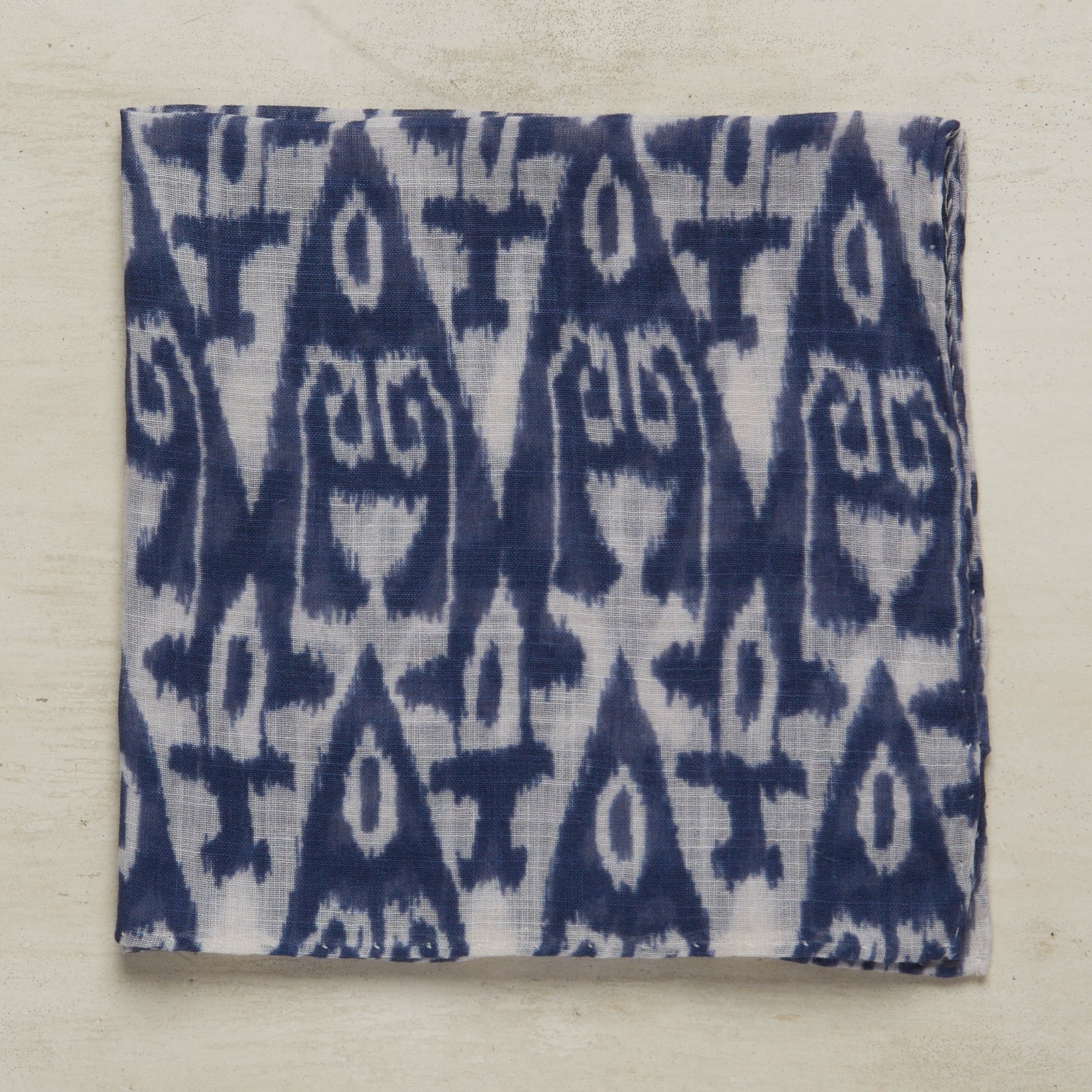 Cotton Ikat Pocket Square In And White