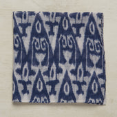 Cotton Ikat Pocket Square in Navy and White
