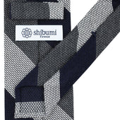 Triple Block Stripe Cashmere Silk Grenadine Tie Midnight Grey