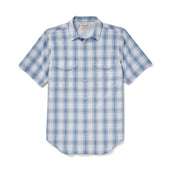 Twin Lakes Short Sleeve Sport Shirt - Sky / Ivory / Navy Plaid