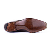 Straight Wing Dress Oxford With Croc Application In Dark Brown Calf Leather