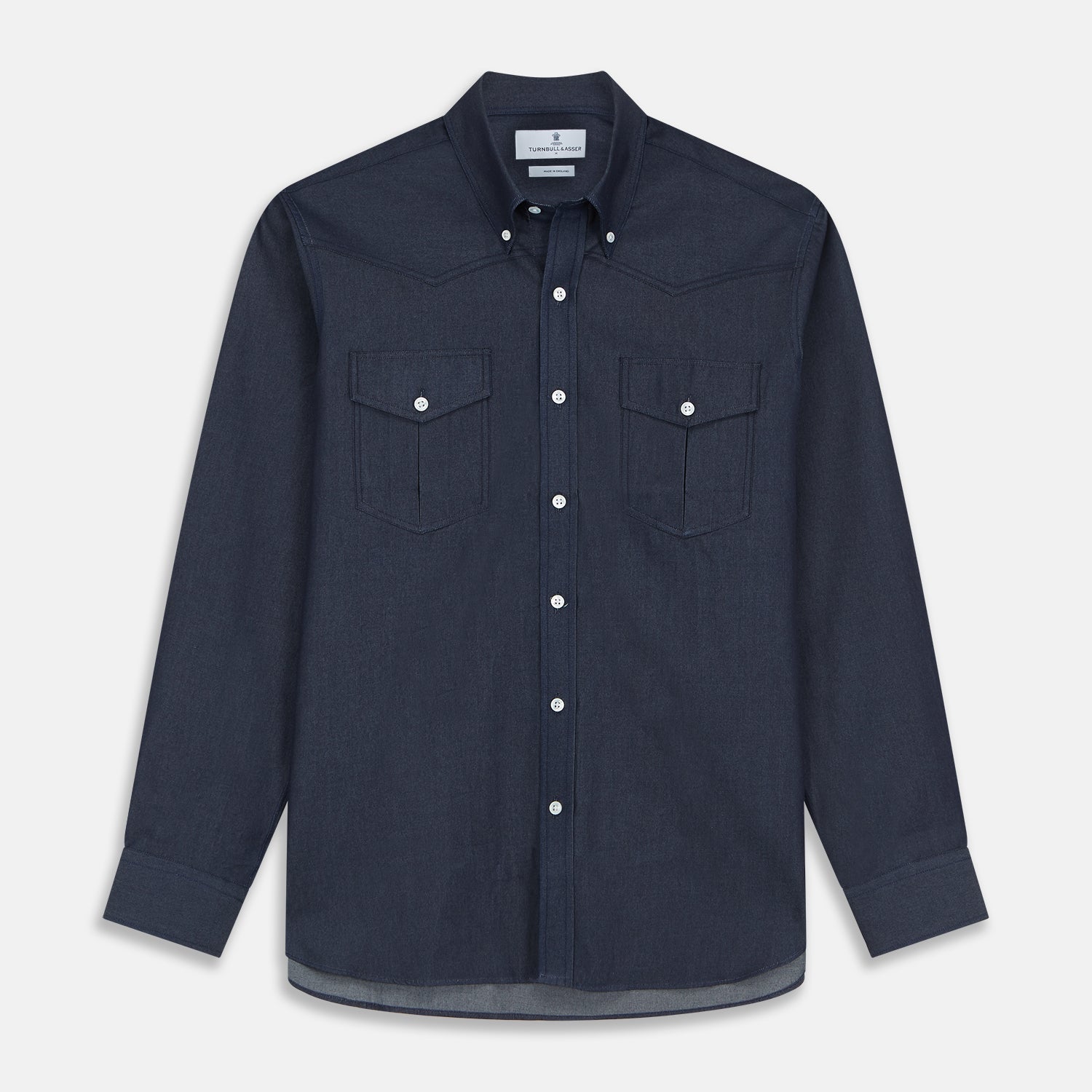 Navy Weekend Fit Larkin Shirt With Dorset Collar And 3-Button Cuffs