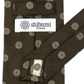Shibumi Flower Jacquard Silk Tie Hand Rolled