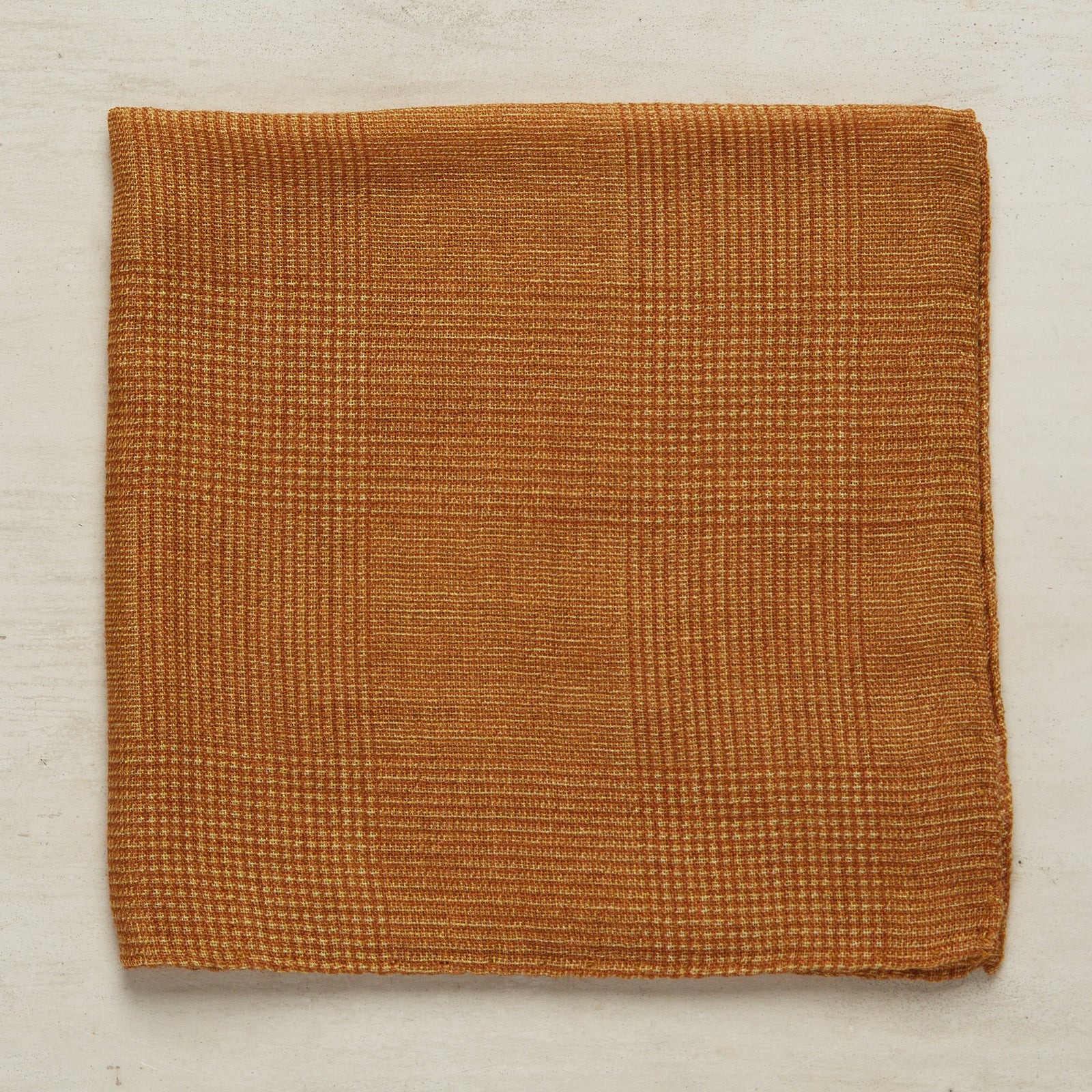 Wool And Silk Glen Check Pocket Square In Gold