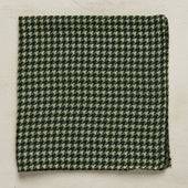 Wool And Silk Houndstooth Pocket Square In Dark Green