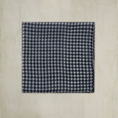 Wool And Silk Houndstooth Pocket Square In Navy