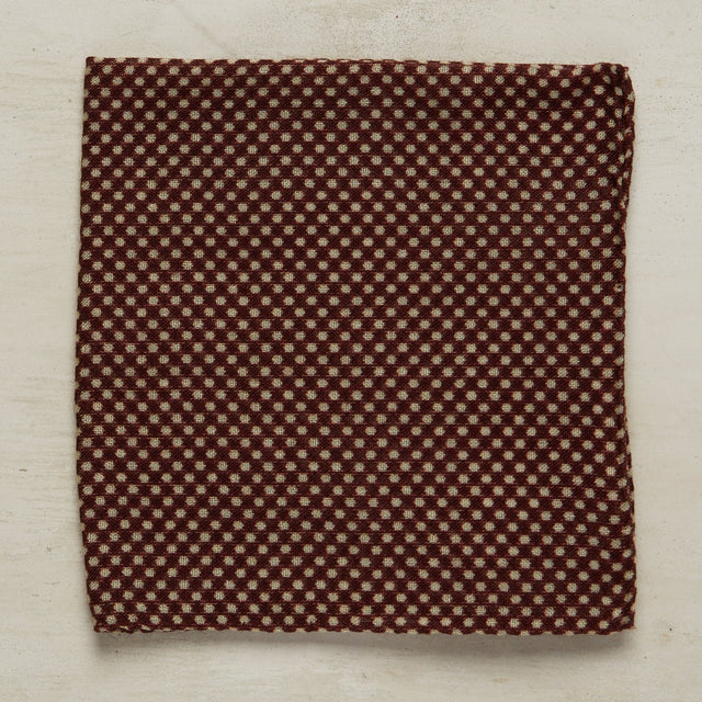 Wool And Silk Pocket Square With Medium Spots In Burgundy