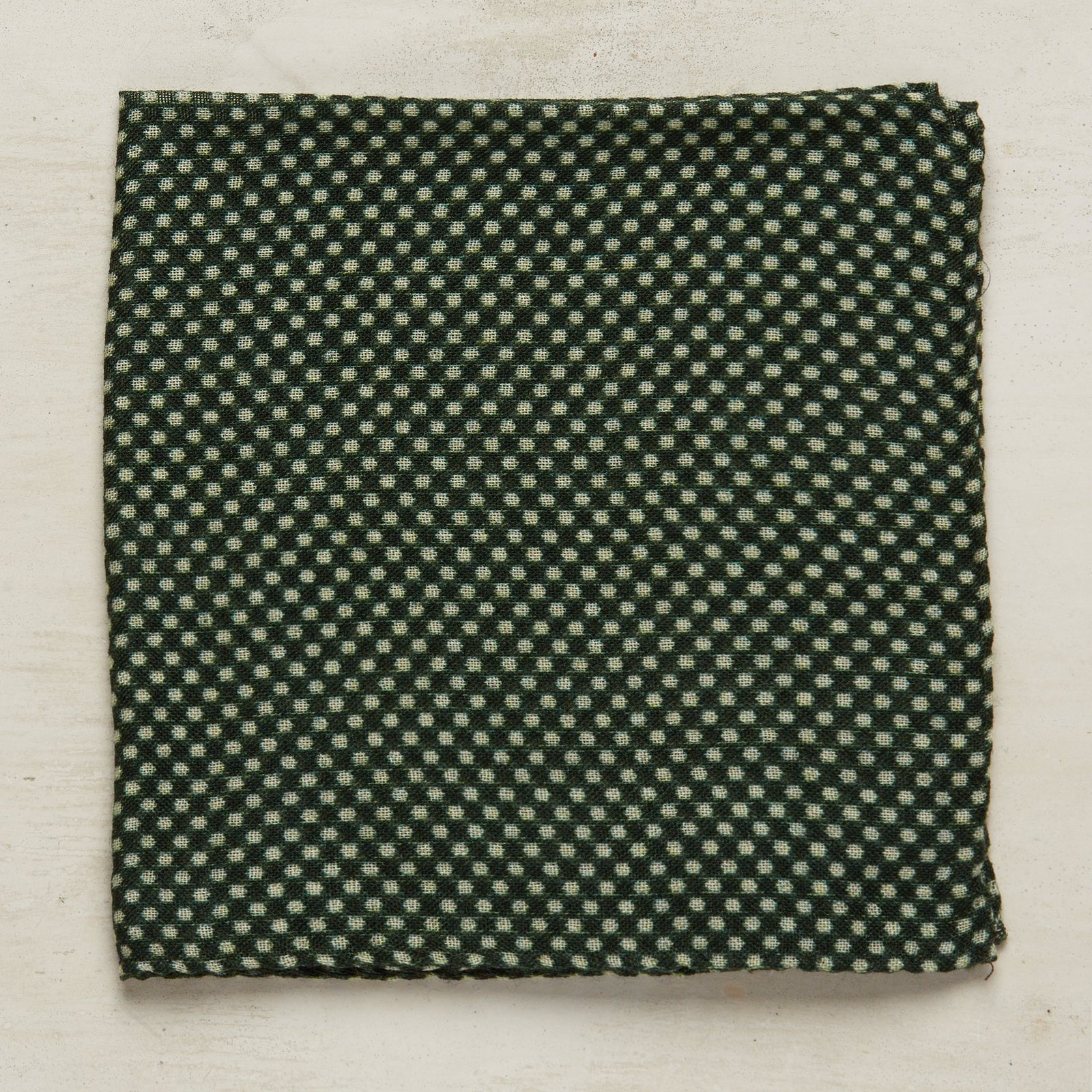 Wool And Silk Pocket Square With Medium Spots In Dark Green