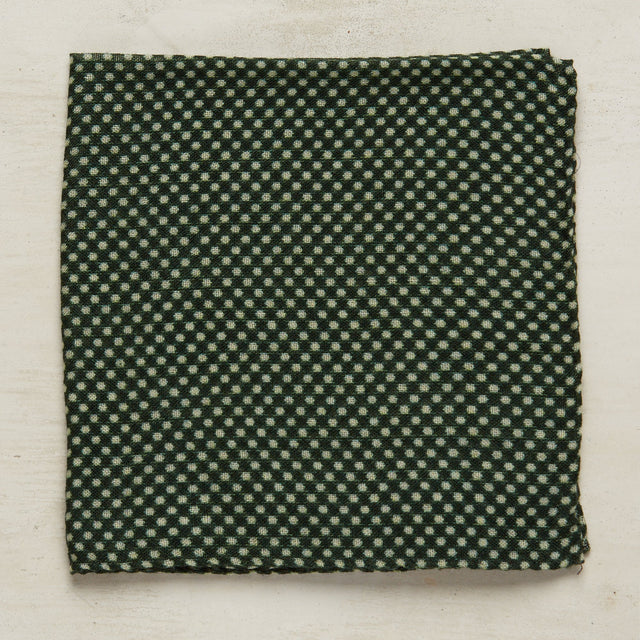Wool And Silk Pocket Square With Medium Spots In Dark Green