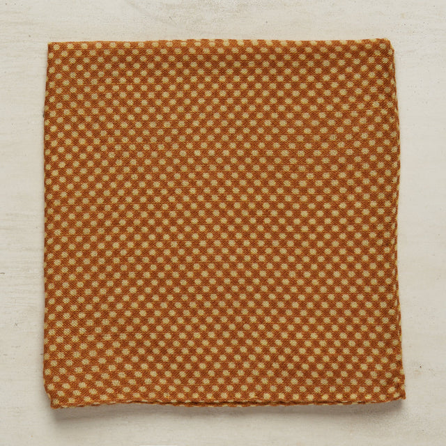 Wool And Silk Pocket Square With Medium Spots In Gold