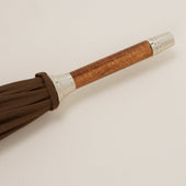 Cotton Umbrella With Maple Handle In Dark Brown
