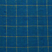 Check Cashmere Pocket Square In Blue And Yellow