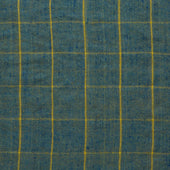 Check Cashmere Pocket Square In Teal And Yellow