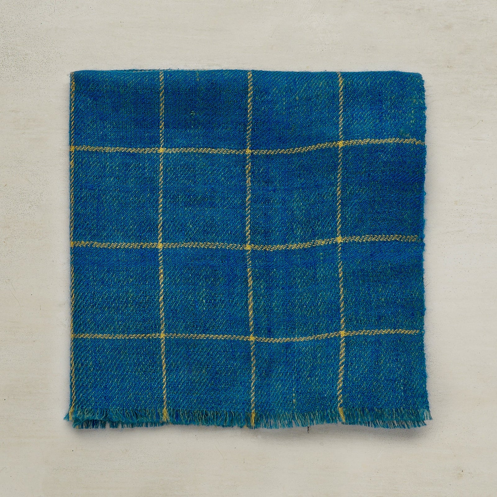 Check Cashmere Pocket Square In And Yellow