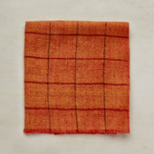 Cashmere Check Pocket Square In Light Orange And Red
