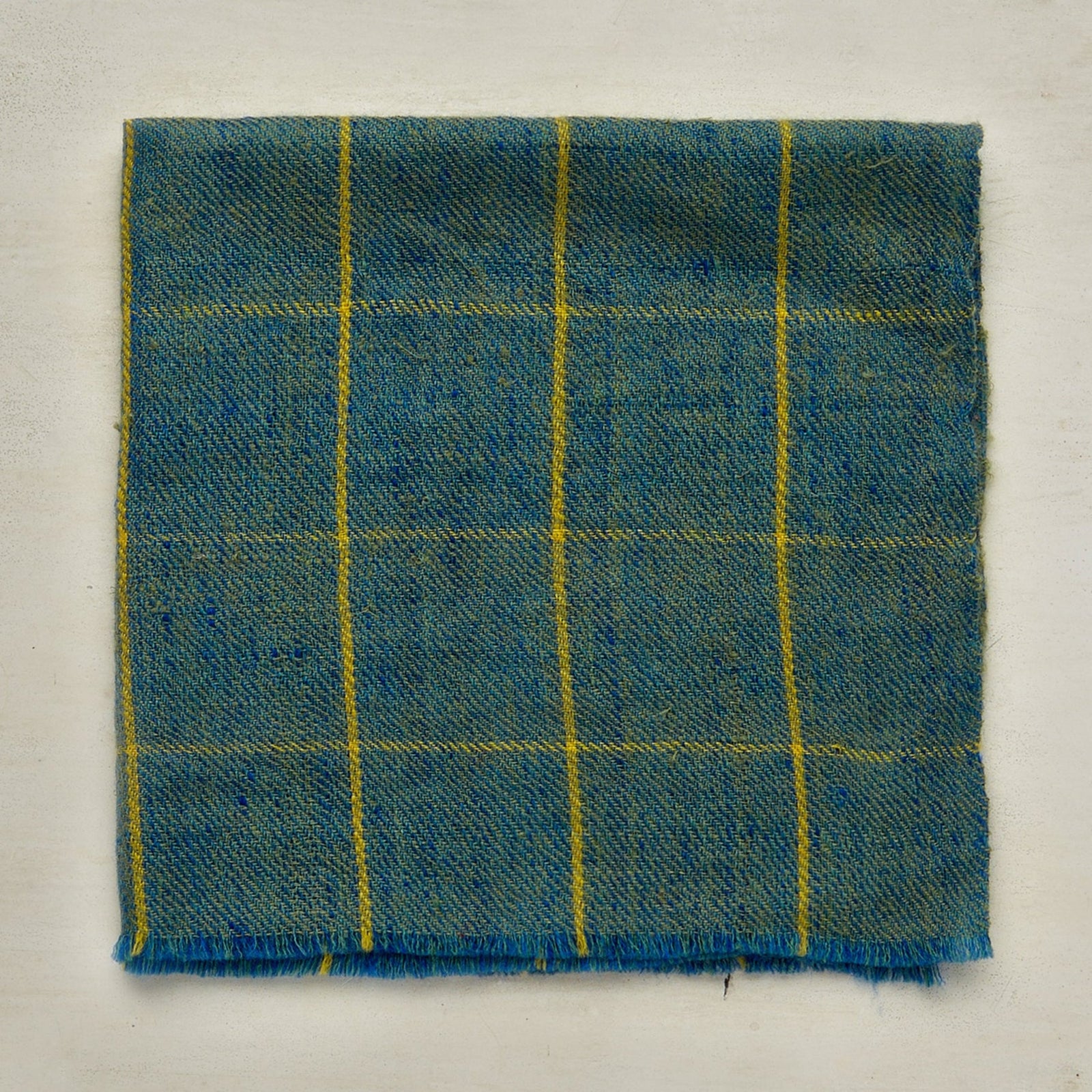 Check Cashmere Pocket Square In And Yellow