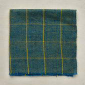 Check Cashmere Pocket Square In Teal And Yellow