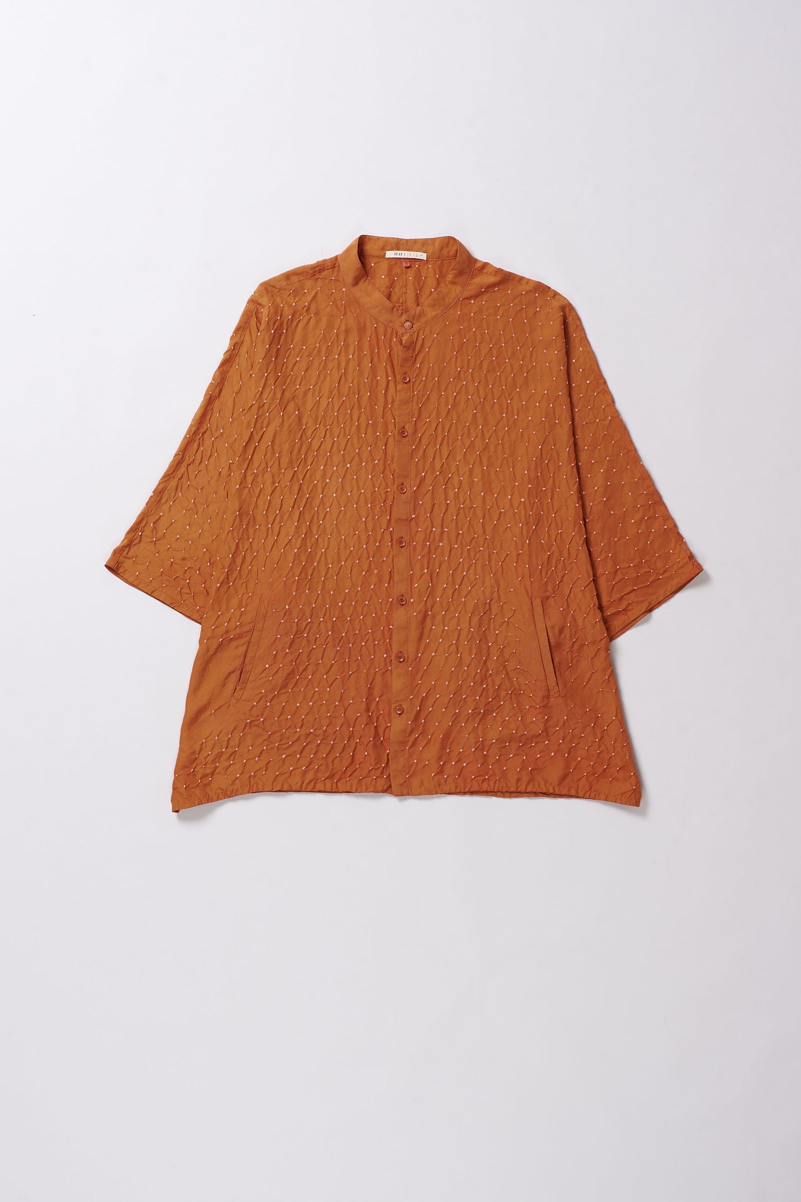 Sunset Orange Bandhani Silk Shirt