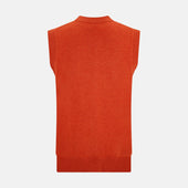Red Cashmere Sleeveless Cardigan