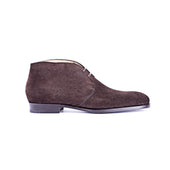 Chukka Boots With Curved Topline In Dark Brown Suede