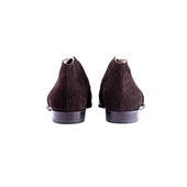 Chukka Boots With Curved Topline In Dark Brown Suede