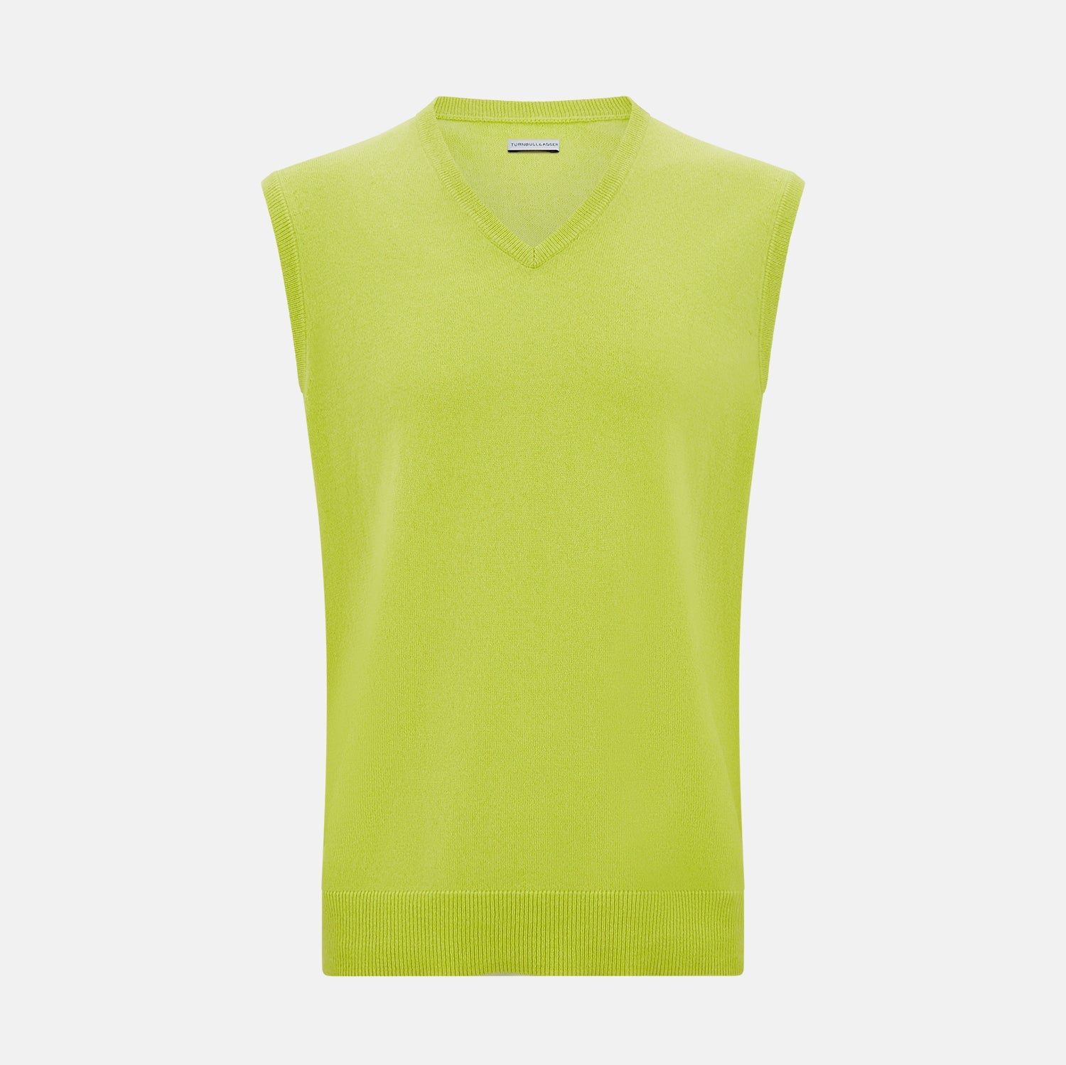 Lemon Green Cashmere V Neck Vest