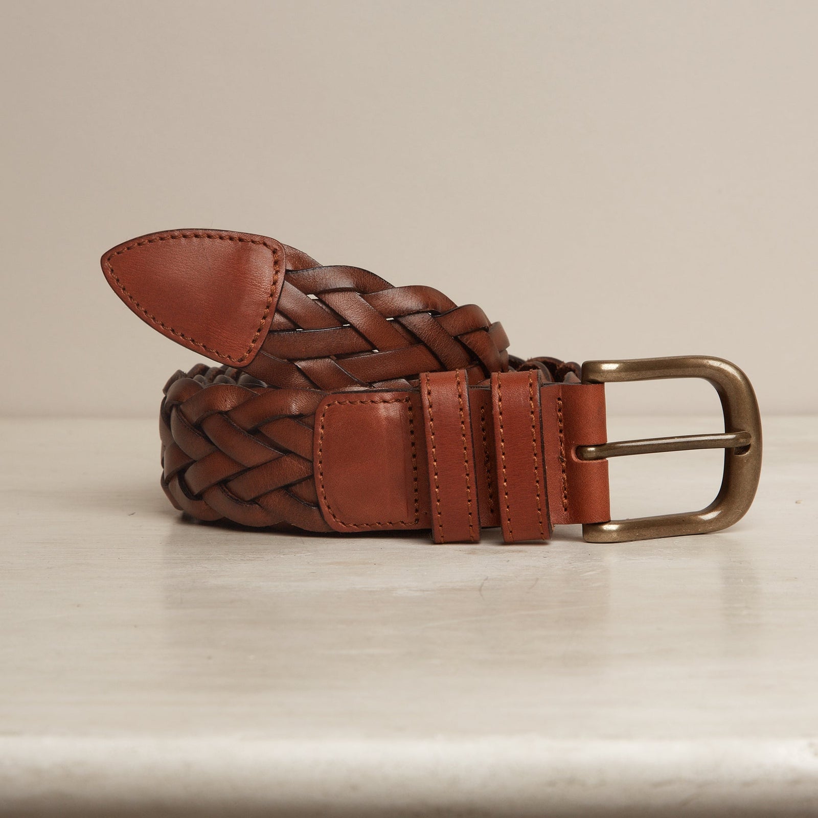 Woven Leather Belt In