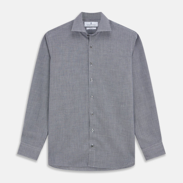 Navy Houndstooth Wool Tailored Fit Shelton Shirt