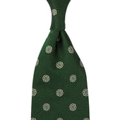 Shibumi-Flower Jacquard Silk Tie - Forest - Hand-Rolled