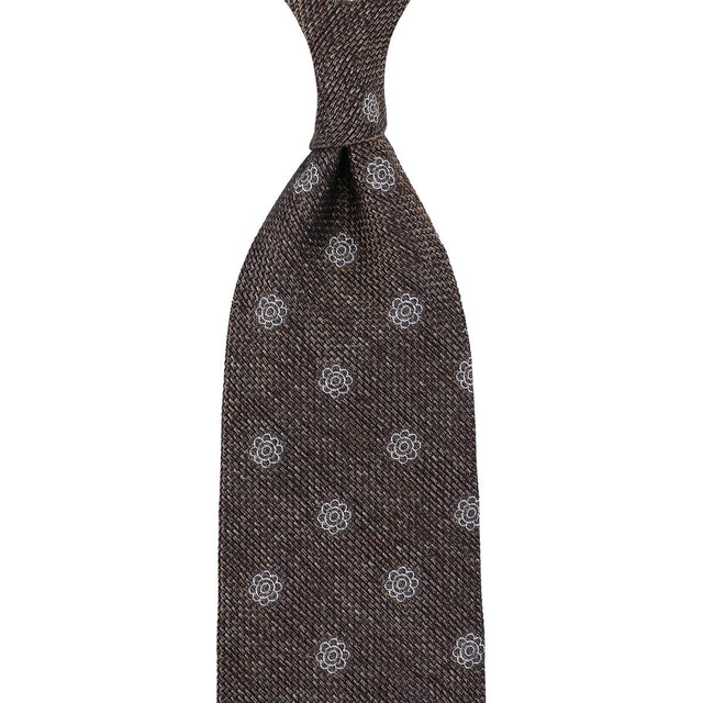 Shibumi-Flower Fina Grenadine Silk Tie - Brown Mottled