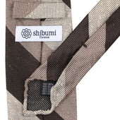 Triple Block Stripe Soft Shantung Silk Tie Brown Beige
