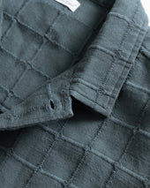 SAM SHIRT JACKET - DARK SLATE "MAGNIFIED RIPSTOP" HANDWOVEN COTTON