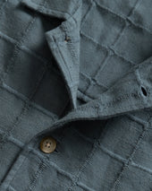 SAM SHIRT JACKET - DARK SLATE "MAGNIFIED RIPSTOP" HANDWOVEN COTTON