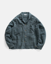 SAM SHIRT JACKET - DARK SLATE "MAGNIFIED RIPSTOP" HANDWOVEN COTTON