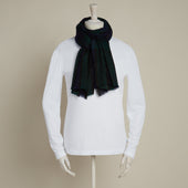 Tartan Check Cashmere Scarf In Dark Green And Navy