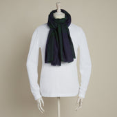 Large Check Cashmere Scarf In Dark Green And Navy