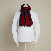 Large Check Cashmere Scarf In And Navy