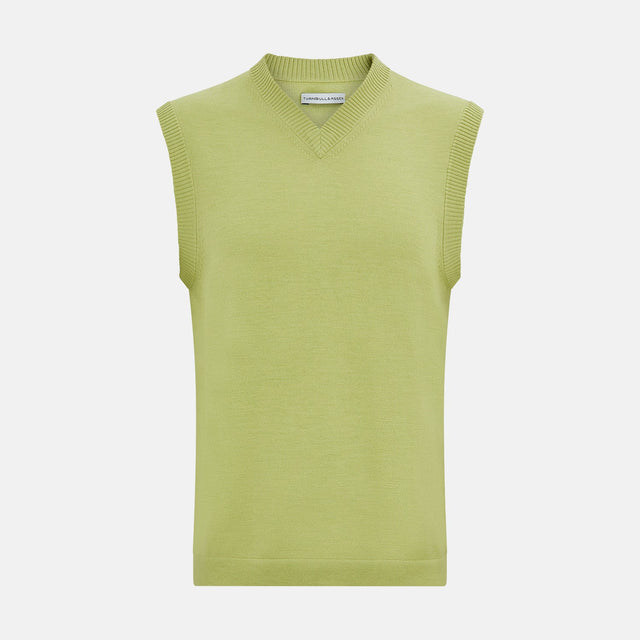 Melon Green Fine Merino V-Neck Vest