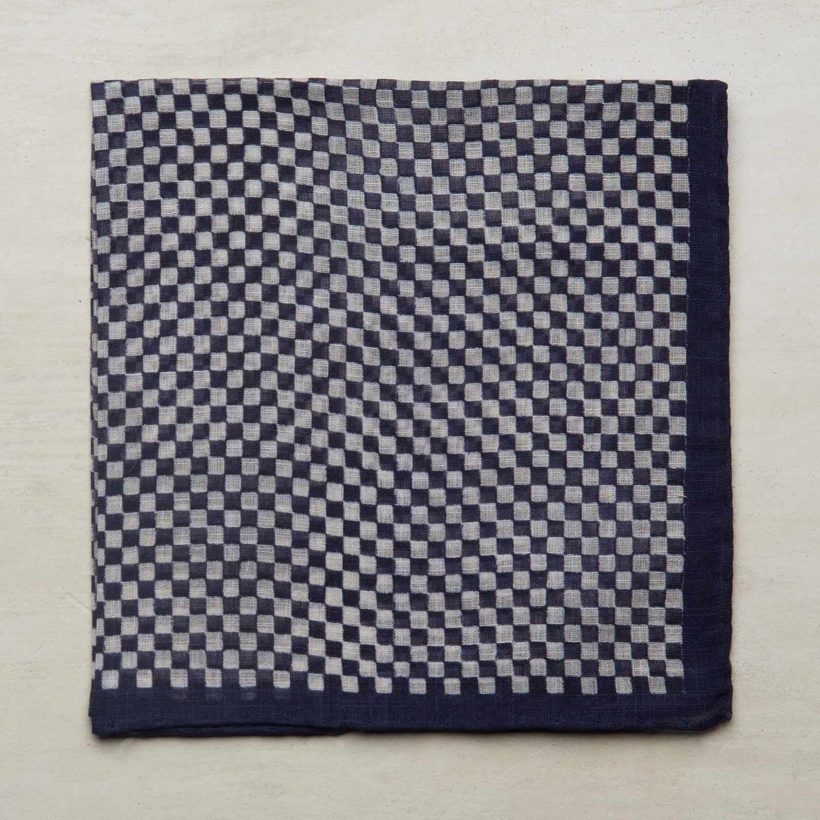 Cotton Pocket Square With Mini Check In