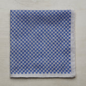 Cotton Pocket Square With Mini-Check In Sky