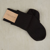 Long Wool Rib Socks In Black