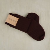 Long Wool Rib Socks In Brown