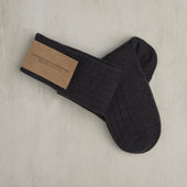 Long Wool Rib Socks In Charcoal