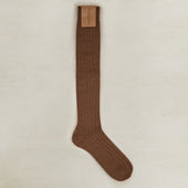 Long Wool Rib Socks In Light Brown