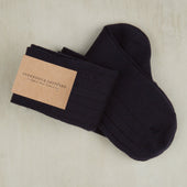 Long Wool Rib Socks In Navy