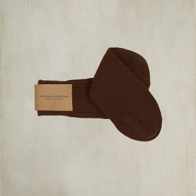 Thick Woollen Rib Socks In Chocolate