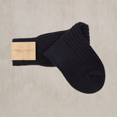 Thick Woollen Rib Socks in Navy