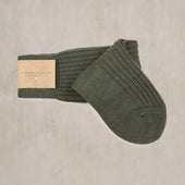 Thick Woollen Rib Socks In Olive