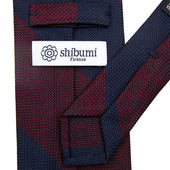Block Stripe Grenadine Garza Fina Silk Tie Navy